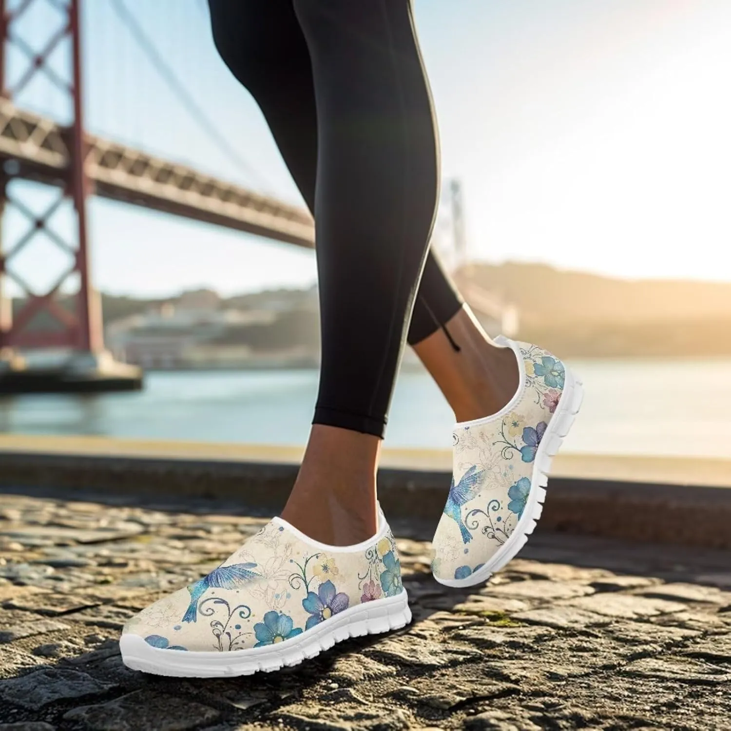 Jeiento Casual Shoes for Women Hummingbird Design Soft Shoes Slip-On Loafers Comfort Footwear