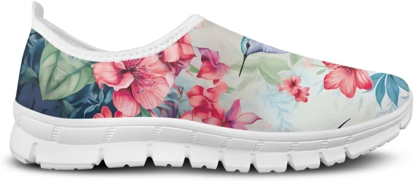Jeiento Casual Shoes for Women Hummingbird Design Soft Shoes Slip-On Loafers Comfort Footwear
