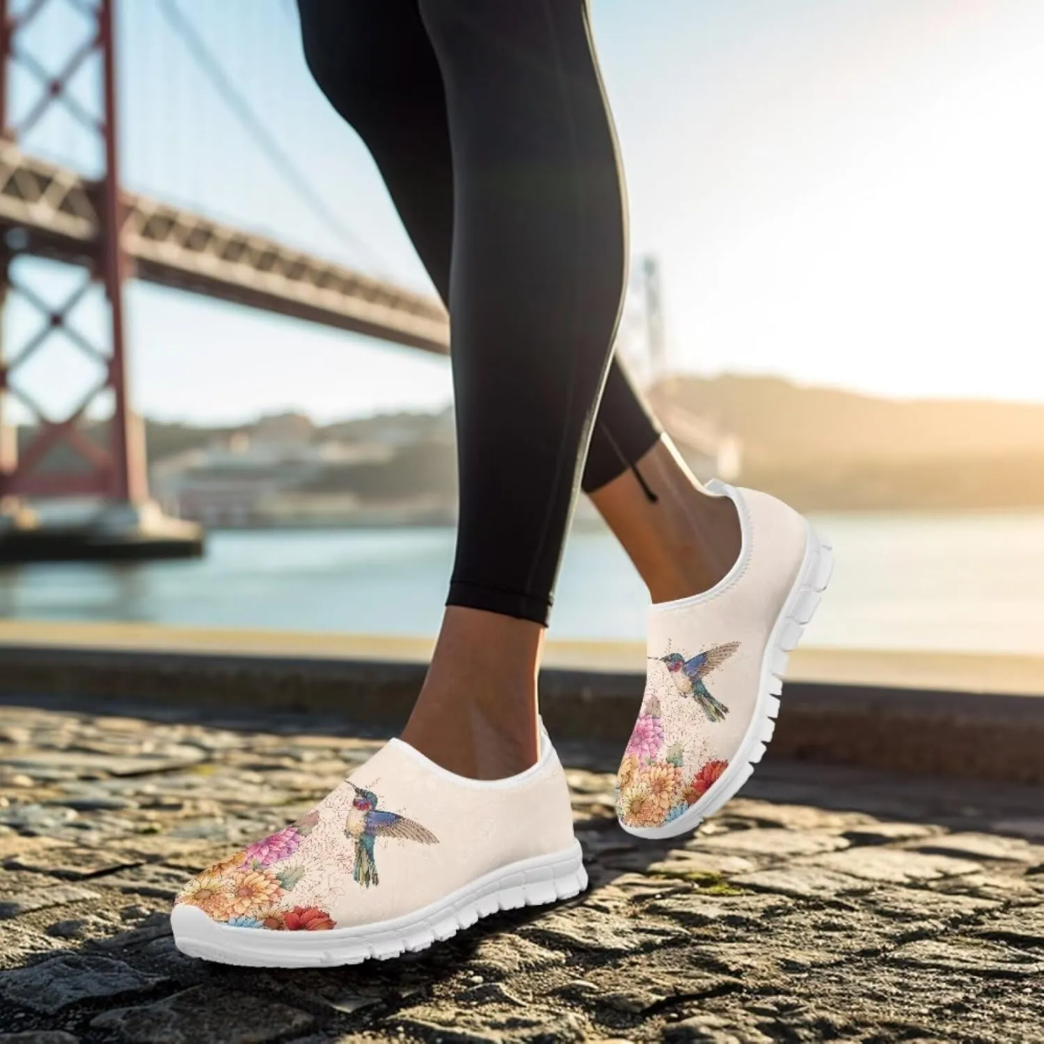 Jeiento Casual Shoes for Women Hummingbird Design Soft Shoes Slip-On Loafers Comfort Footwear