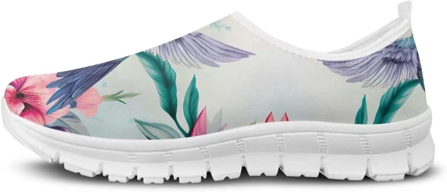 Jeiento Casual Shoes for Women Hummingbird Design Soft Shoes Slip-On Loafers Comfort Footwear