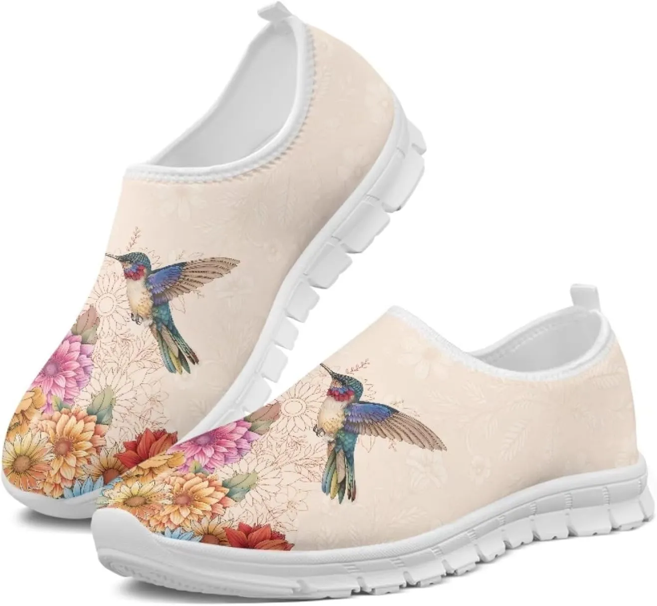 Jeiento Casual Shoes for Women Hummingbird Design Soft Shoes Slip-On Loafers Comfort Footwear