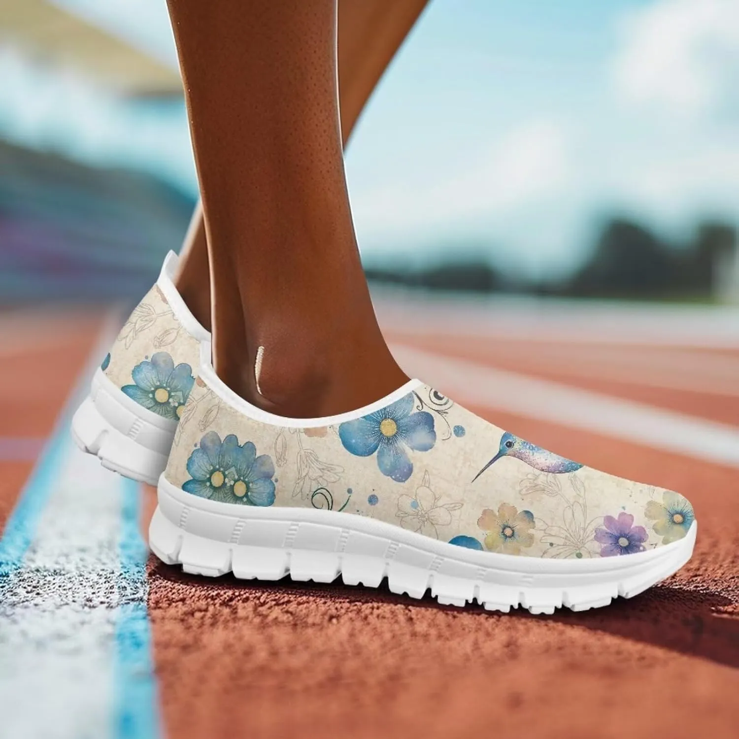 Jeiento Casual Shoes for Women Hummingbird Design Soft Shoes Slip-On Loafers Comfort Footwear