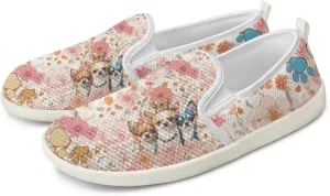 Jeiento Cute Dog Casual Shoes for Women Slip-On Loafers Flats Mesh Shoes