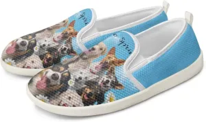 Jeiento Cute Dog Casual Shoes for Women Slip-On Loafers Flats Mesh Shoes