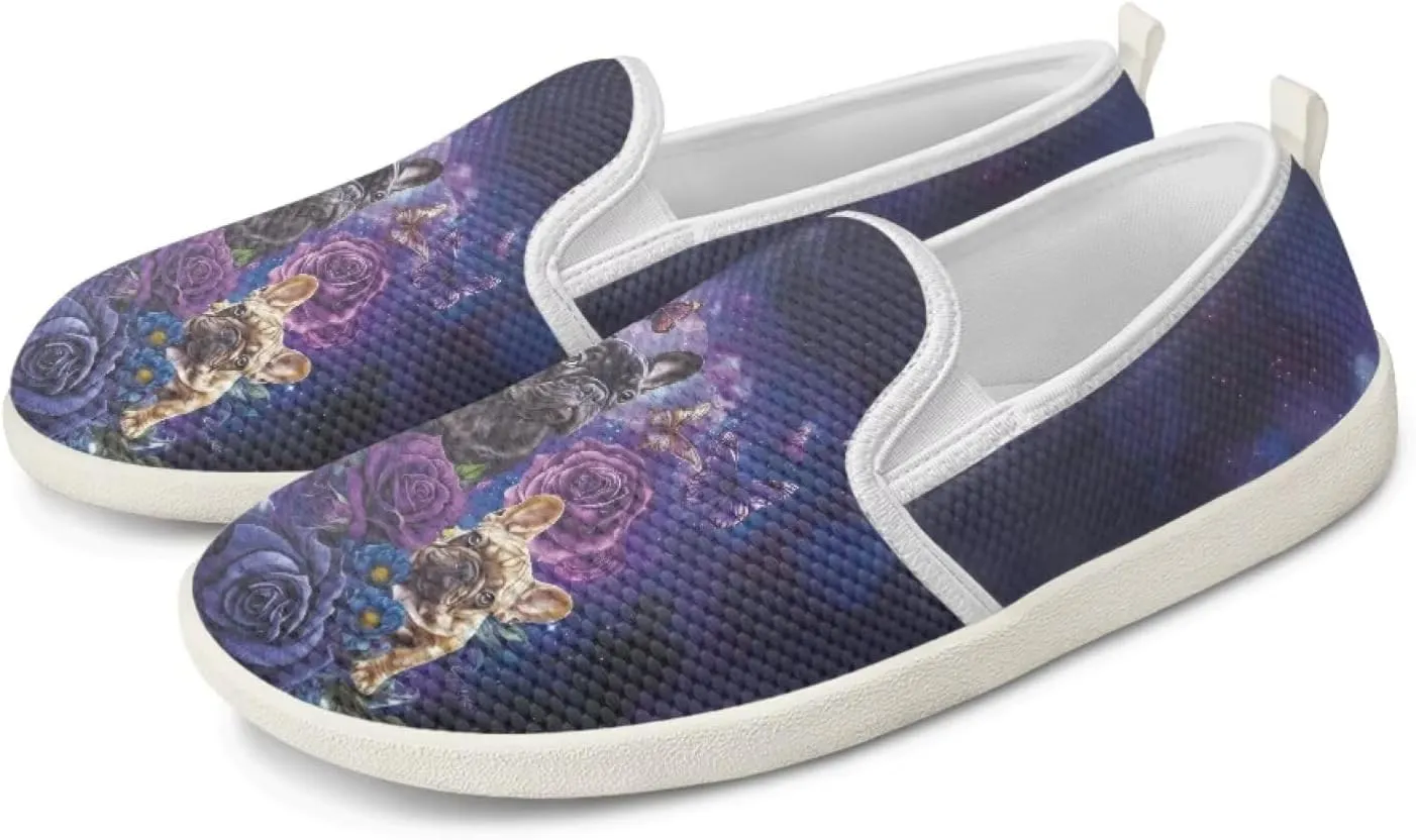 Jeiento Cute Dog Casual Shoes for Women Slip-On Loafers Flats Mesh Shoes