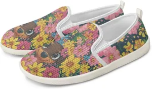 Jeiento Cute Dog Casual Shoes for Women Slip-On Loafers Flats Mesh Shoes