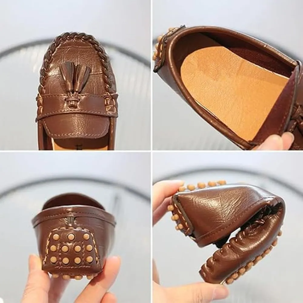 Kids Shoes Mokassin Boy's Girl's Loafers Baby Leather Boat Shoes Non Slip Flat Shoes Soft Shoes