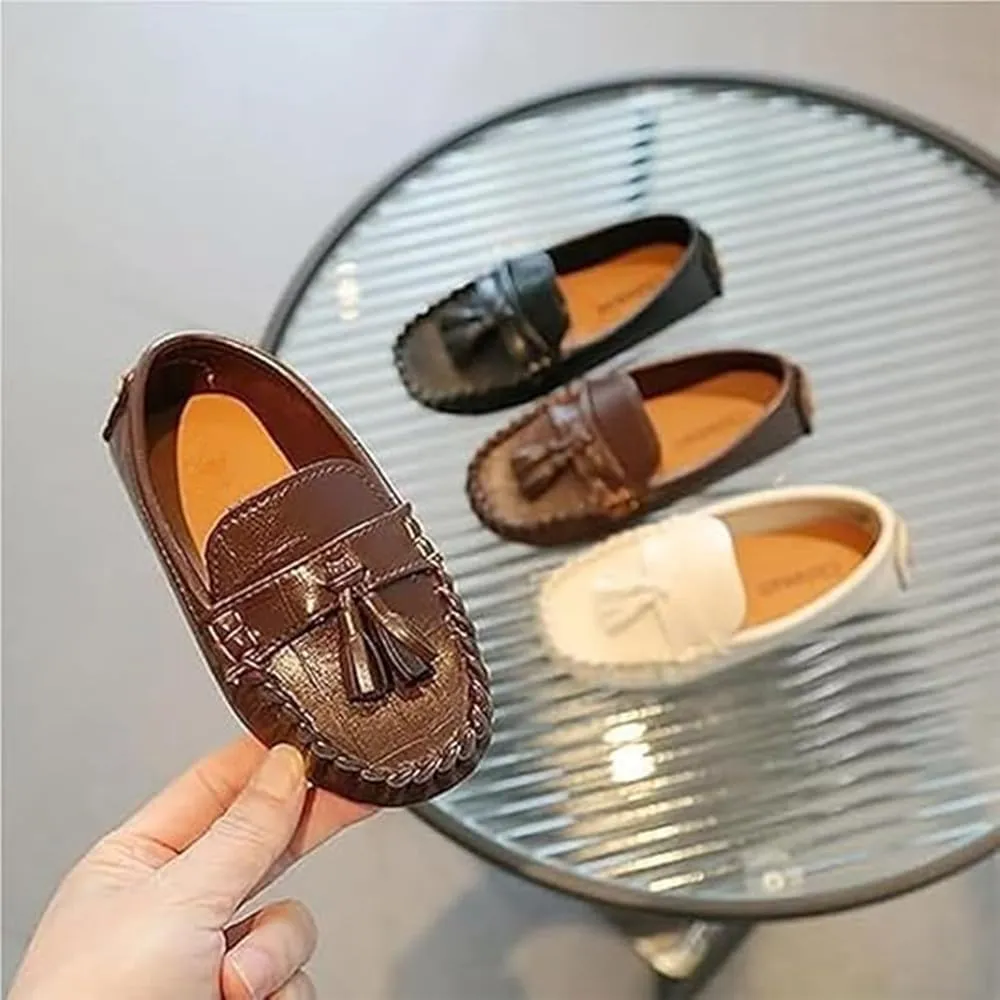 Kids Shoes Mokassin Boy's Girl's Loafers Baby Leather Boat Shoes Non Slip Flat Shoes Soft Shoes