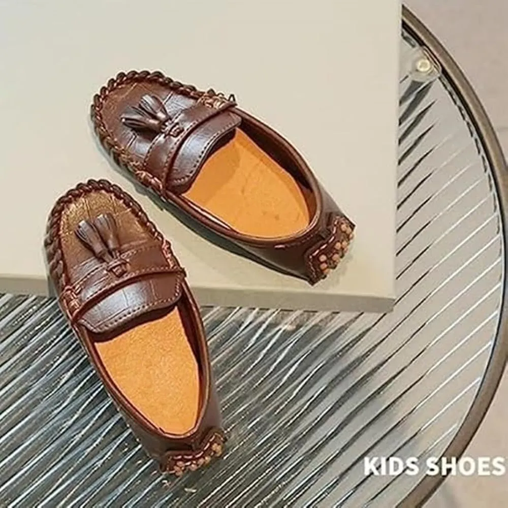 Kids Shoes Mokassin Boy's Girl's Loafers Baby Leather Boat Shoes Non Slip Flat Shoes Soft Shoes