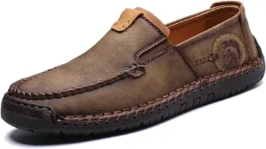 Men Classic Leather Stitching Loafers Business Walking Breathable Casual Moccasin Comfortable Soft Shoes