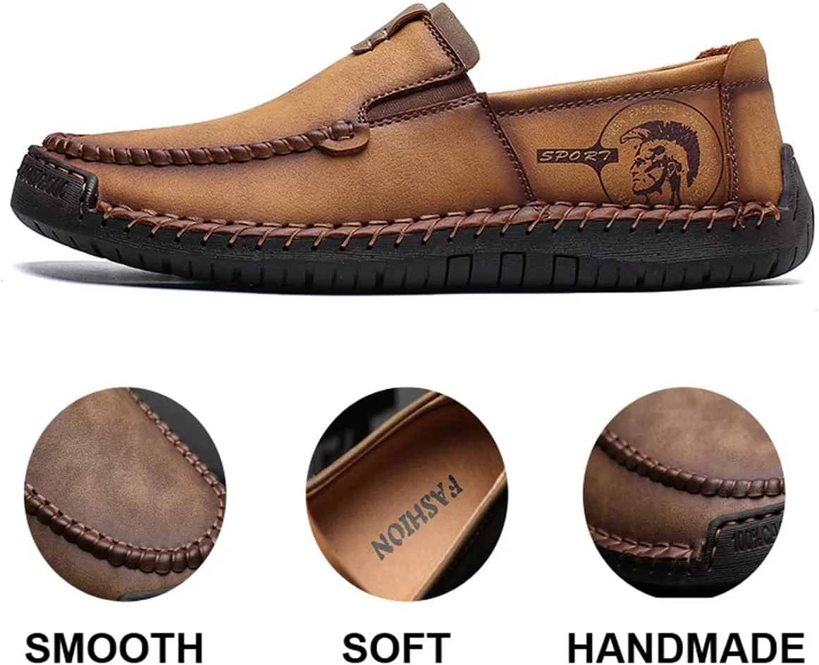 Men Classic Leather Stitching Loafers Business Walking Breathable Casual Moccasin Comfortable Soft Shoes