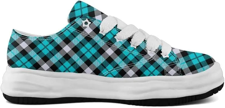 Men's Classic Plaid Canvas Sneakers Comfortable Casual Rubber Shoes Breathable Durable Fashion Trainers for Women