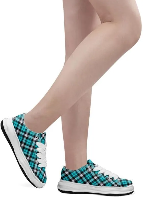 Men's Classic Plaid Canvas Sneakers Comfortable Casual Rubber Shoes Breathable Durable Fashion Trainers for Women
