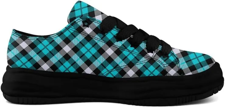 Men's Classic Plaid Canvas Sneakers Comfortable Casual Rubber Shoes Breathable Durable Fashion Trainers for Women