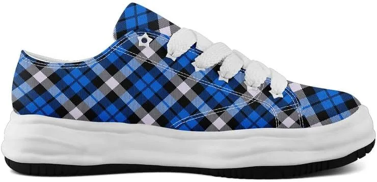 Men's Classic Plaid Canvas Sneakers Comfortable Casual Rubber Shoes Breathable Durable Fashion Trainers for Women