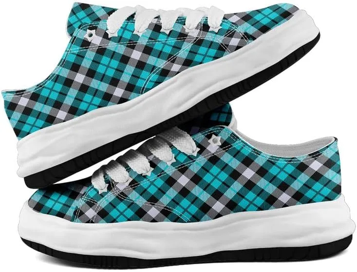 Men's Classic Plaid Canvas Sneakers Comfortable Casual Rubber Shoes Breathable Durable Fashion Trainers for Women
