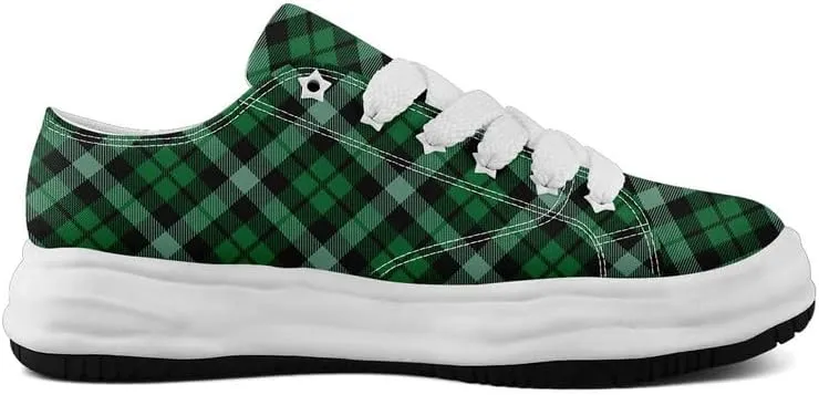 Men's Classic Plaid Canvas Sneakers Comfortable Casual Rubber Shoes Breathable Durable Fashion Trainers for Women
