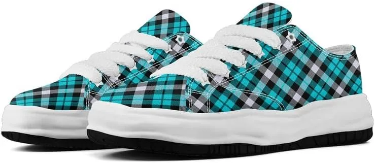 Men's Classic Plaid Canvas Sneakers Comfortable Casual Rubber Shoes Breathable Durable Fashion Trainers for Women