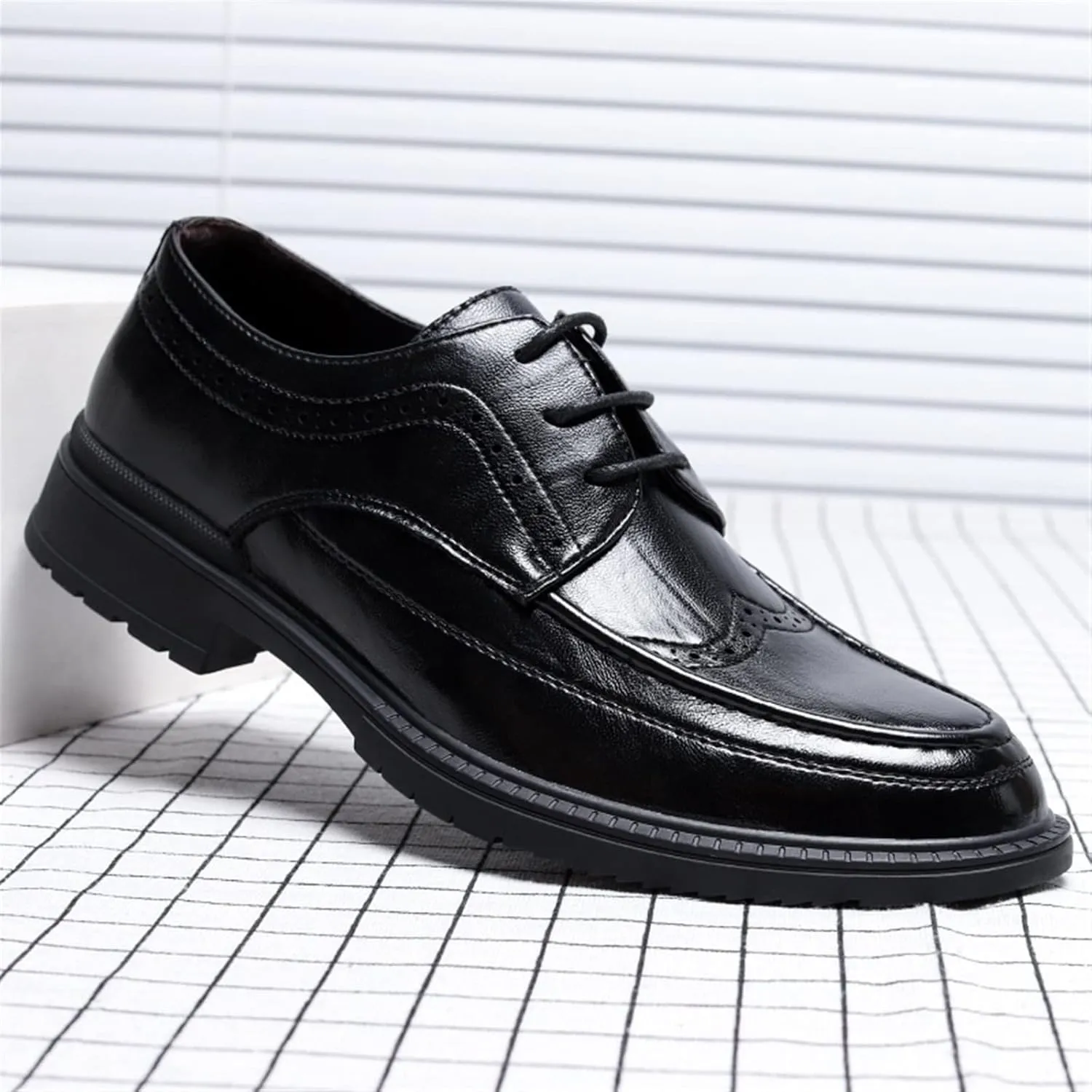 Mens Dress Shoes Leather Shoes Men's Breathable Rubber Shoes Men's Flat Shoes(8.5)