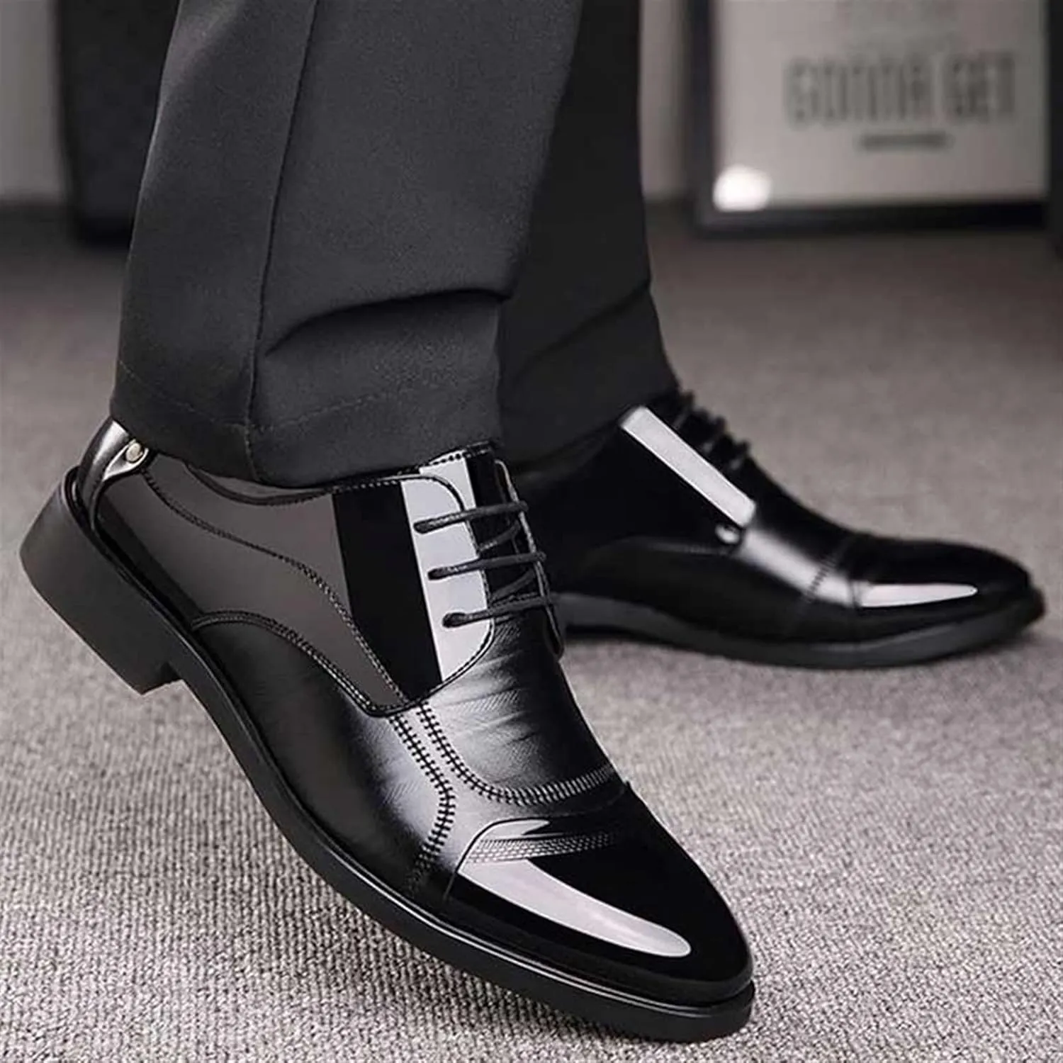 Mens Dress Shoes Men's Breathable Leather Shoes Rubber Shoes Men's Shoes(9.5)