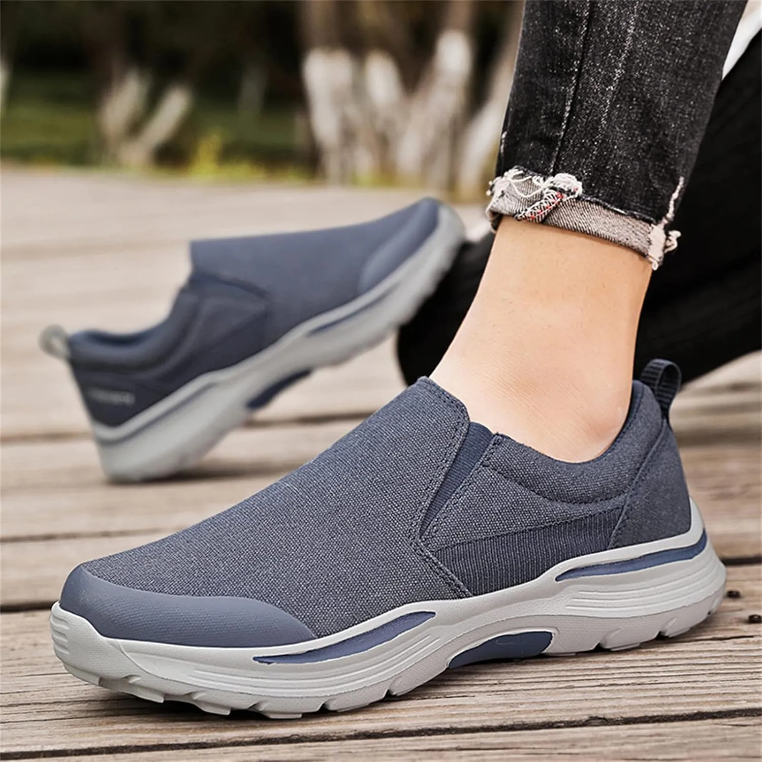 Men's Fashion Casual Canvas Shoes Breathable Anti-Slip Soft Sole Walking Shoes mesh Shoes