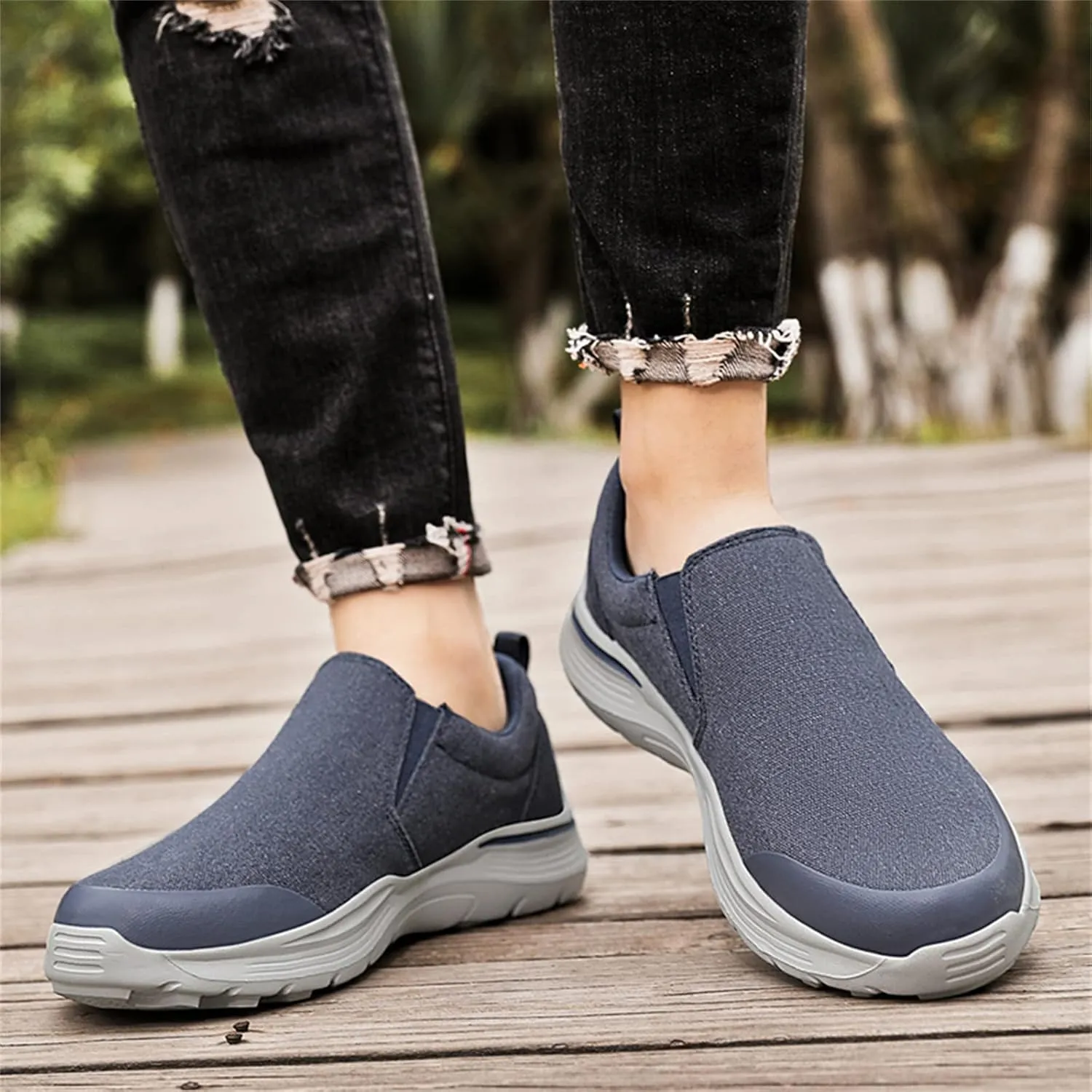 Men's Fashion Casual Canvas Shoes Breathable Anti-Slip Soft Sole Walking Shoes mesh Shoes
