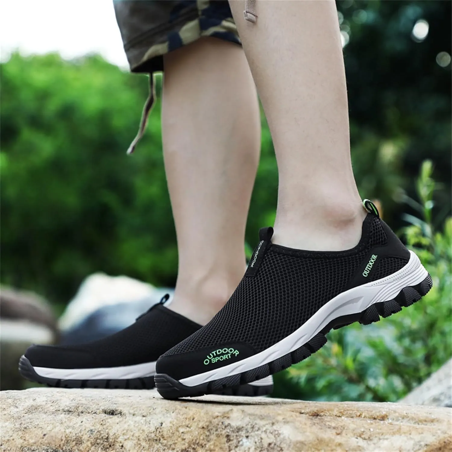 Men's Fashion Sneakers Fashion Spring and Summer Men Sports Shoes Flat Bottom Non Slip Outdoor Hiking Shoes Mesh