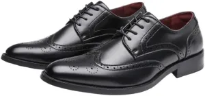 Men's Lace-up Brock Dress Business Leather Shoes Pointed Toe Low-top Rubber Shoes Non-Slip Wear-Resistant Comfortable Breathable Casual Shoes for Men(D,8)