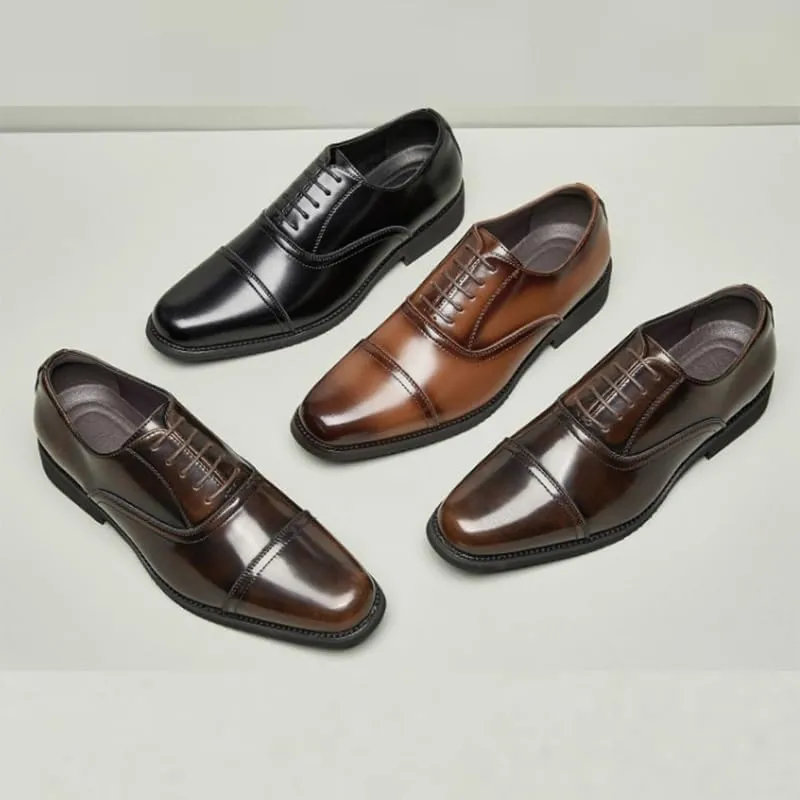 Men's Lace-up Dress Business Leather Shoes Pointed Toe Low-top Rubber Shoes Non-Slip Wear-Resistant Comfortable Breathable Casual Shoes for Men(Brown-1,9.5)