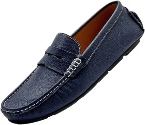 Mens Nubuck Leather Driving Comfortable Outdoor Casual Loafers Slip On Round Toe Flat Heel Flexible Shoes