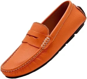 Mens Nubuck Leather Driving Comfortable Outdoor Casual Loafers Slip On Round Toe Flat Heel Flexible Shoes