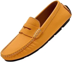 Mens Nubuck Leather Driving Comfortable Outdoor Casual Loafers Slip On Round Toe Flat Heel Flexible Shoes