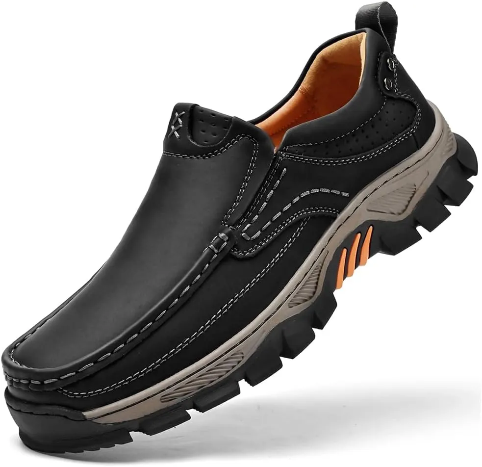 Men's Orthopedic Comfortable Casual Leather Slip On Loafers Lightweight Breathable Casual Walking Shoes