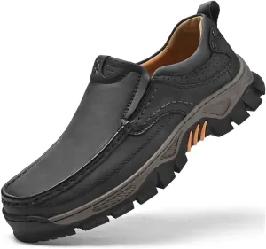 Men's Orthopedic Comfortable Casual Leather Slip On Loafers Lightweight Breathable Casual Walking Shoes