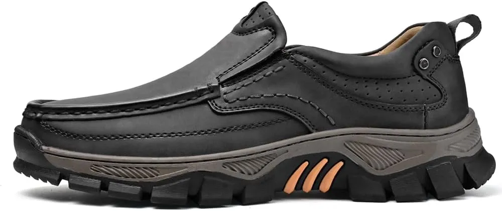 Men's Orthopedic Comfortable Casual Leather Slip On Loafers Lightweight Breathable Casual Walking Shoes