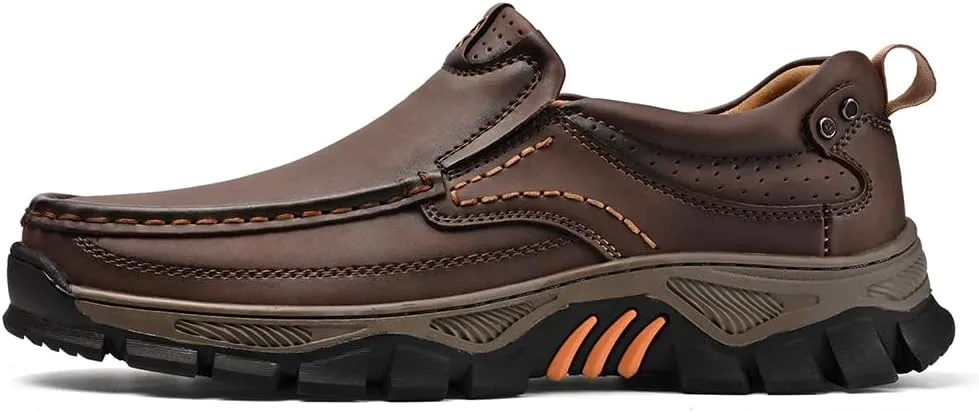 Men's Orthopedic Comfortable Casual Leather Slip On Loafers Lightweight Breathable Casual Walking Shoes