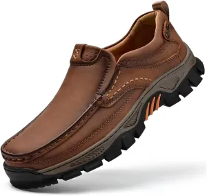 Men's Orthopedic Comfortable Casual Leather Slip On Loafers Lightweight Breathable Casual Walking Shoes