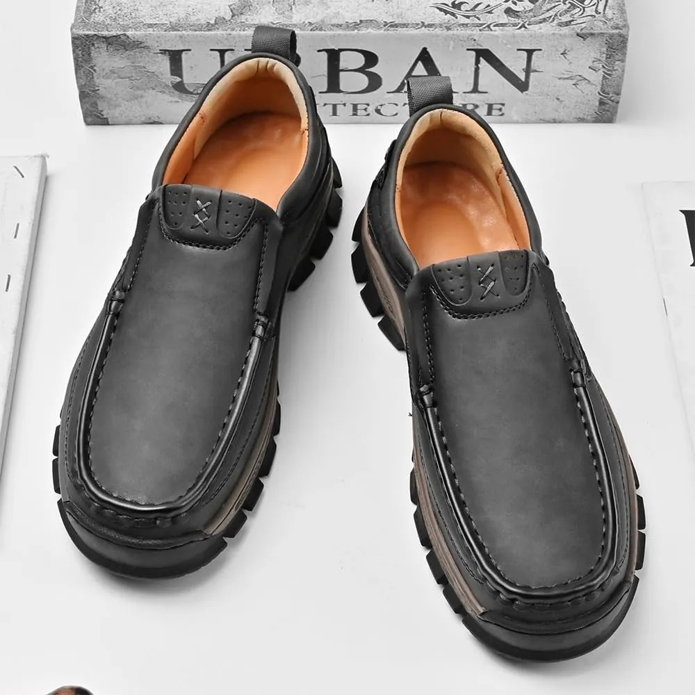 Men's Orthopedic Comfortable Casual Leather Slip On Loafers Lightweight Breathable Casual Walking Shoes