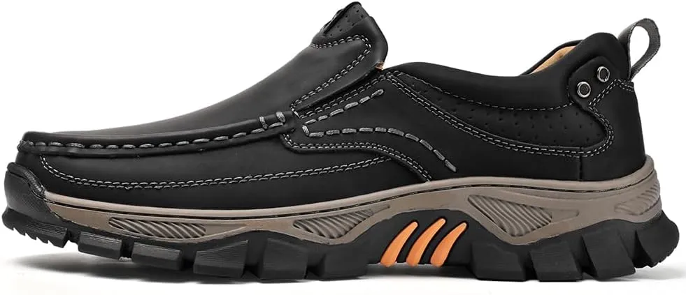 Men's Orthopedic Comfortable Casual Leather Slip On Loafers Lightweight Breathable Casual Walking Shoes