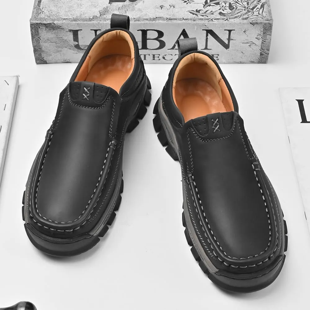 Men's Orthopedic Comfortable Casual Leather Slip On Loafers Lightweight Breathable Casual Walking Shoes