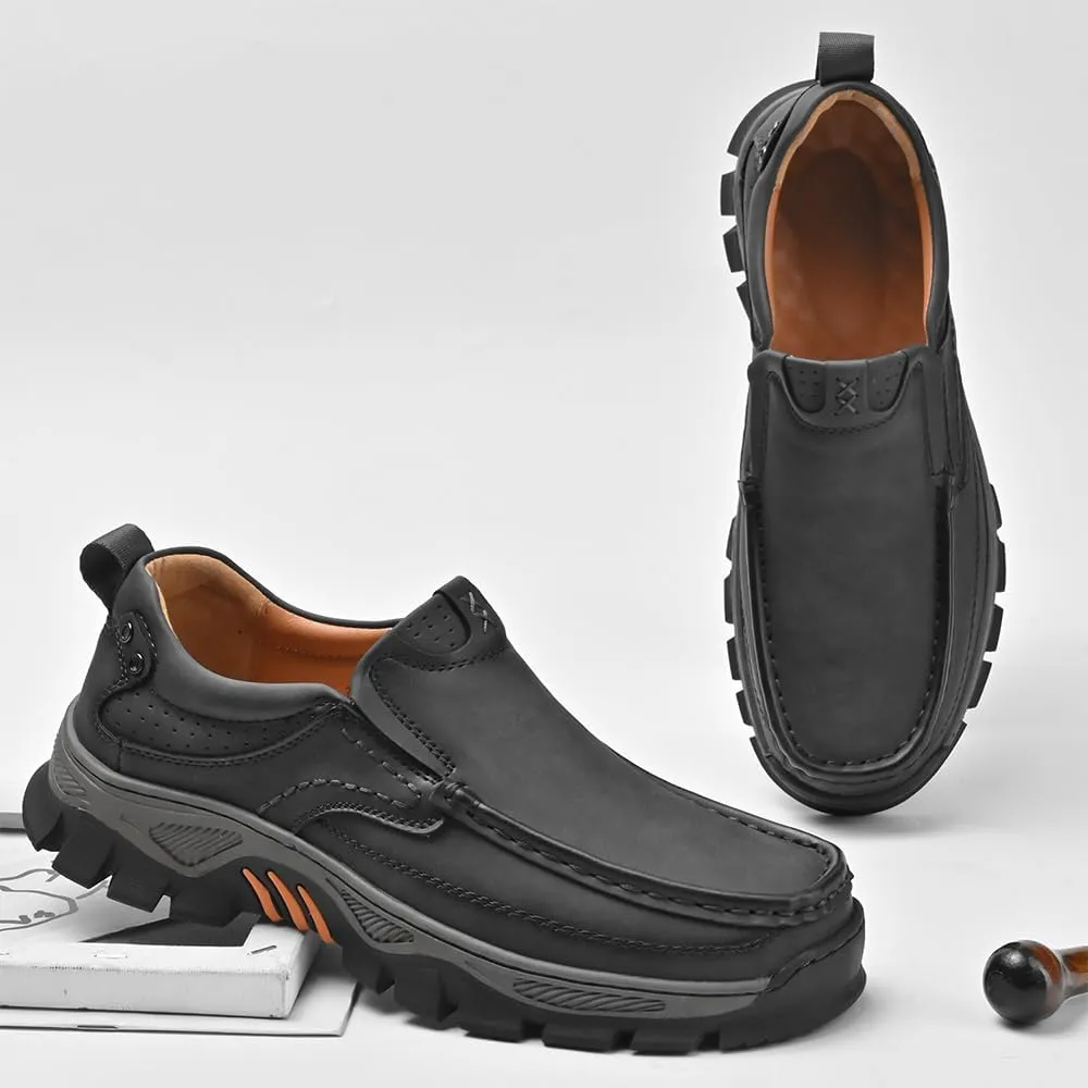Men's Orthopedic Comfortable Casual Leather Slip On Loafers Lightweight Breathable Casual Walking Shoes