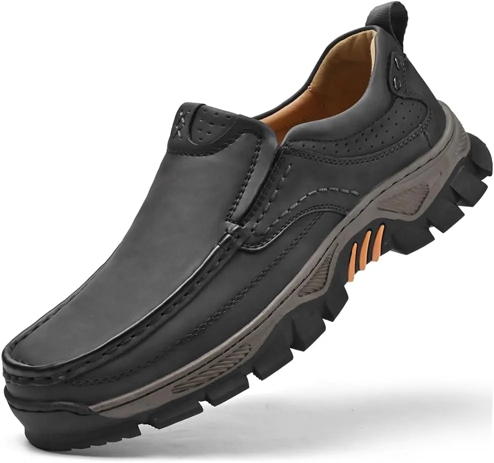 Men's Orthopedic Comfortable Casual Leather Slip On Loafers Lightweight Breathable Casual Walking Shoes