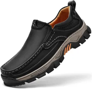 Men's Orthopedic Comfortable Casual Leather Slip On Loafers Lightweight Breathable Casual Walking Shoes