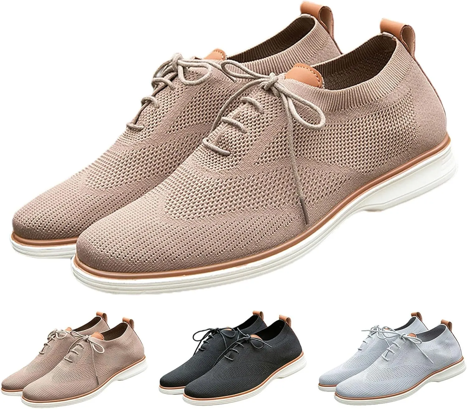 Mens Slip On Leisure Men Four Seasons Mesh Non Slip Flat Round Toe Breathable Lace Up Lazy Leisure Shoes