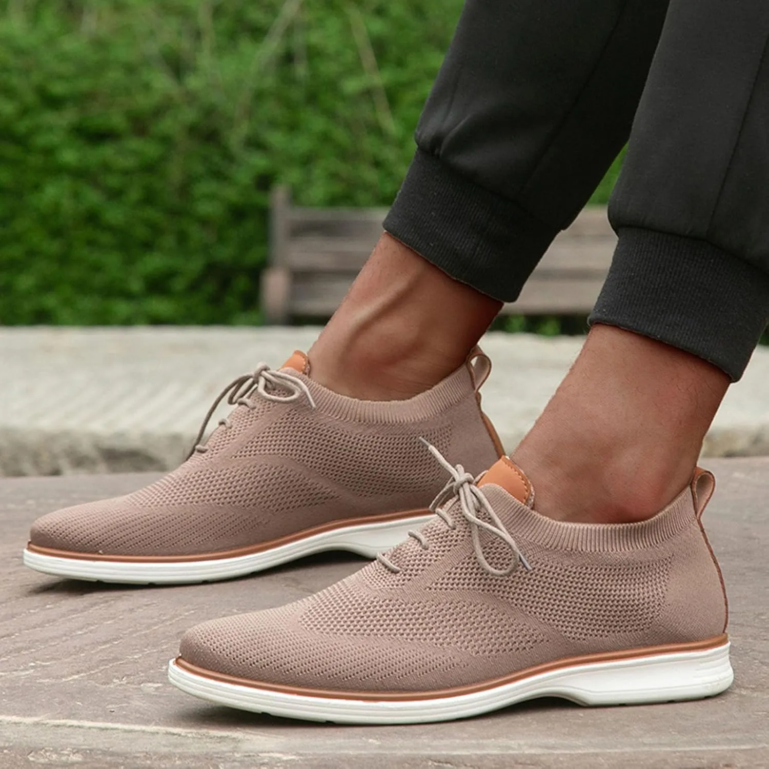 Mens Slip On Leisure Men Four Seasons Mesh Non Slip Flat Round Toe Breathable Lace Up Lazy Leisure Shoes