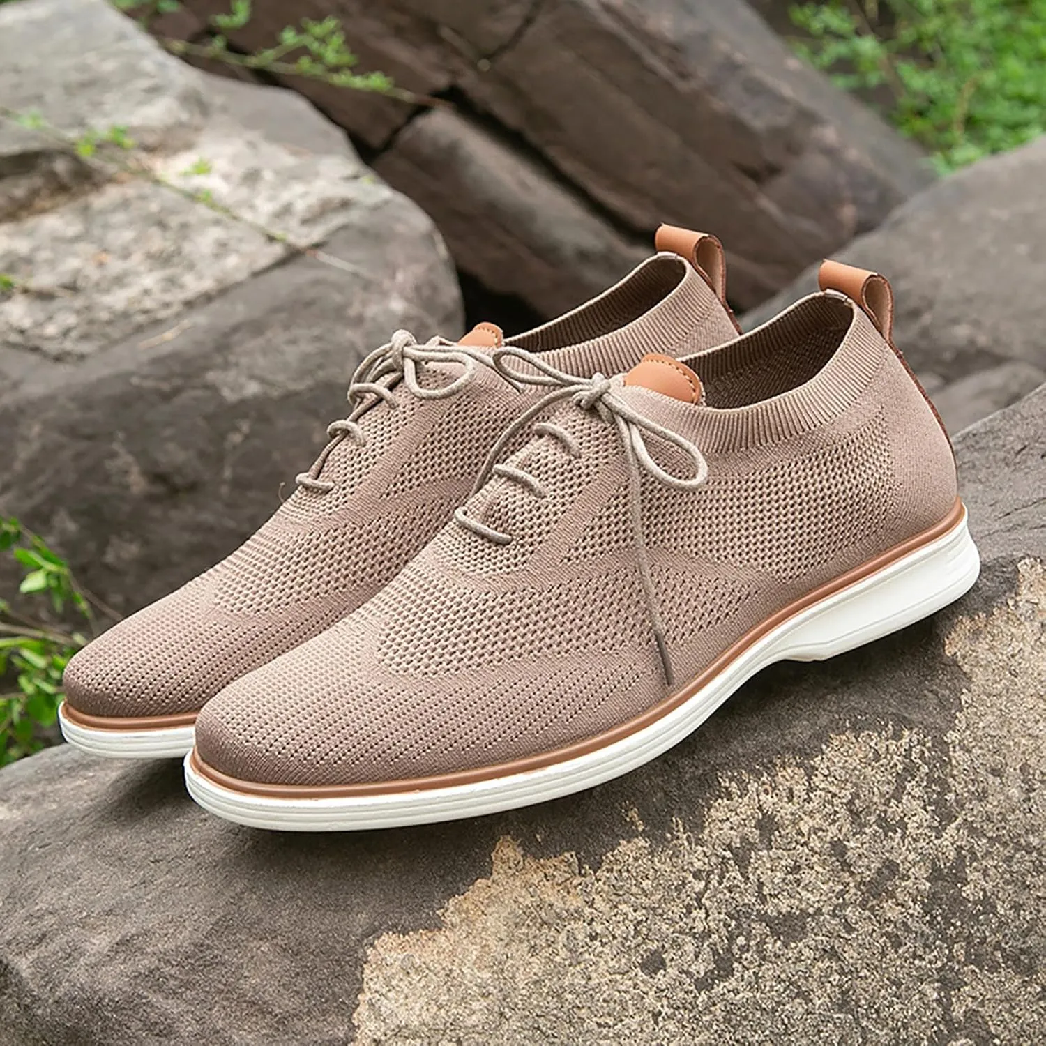 Mens Slip On Leisure Men Four Seasons Mesh Non Slip Flat Round Toe Breathable Lace Up Lazy Leisure Shoes