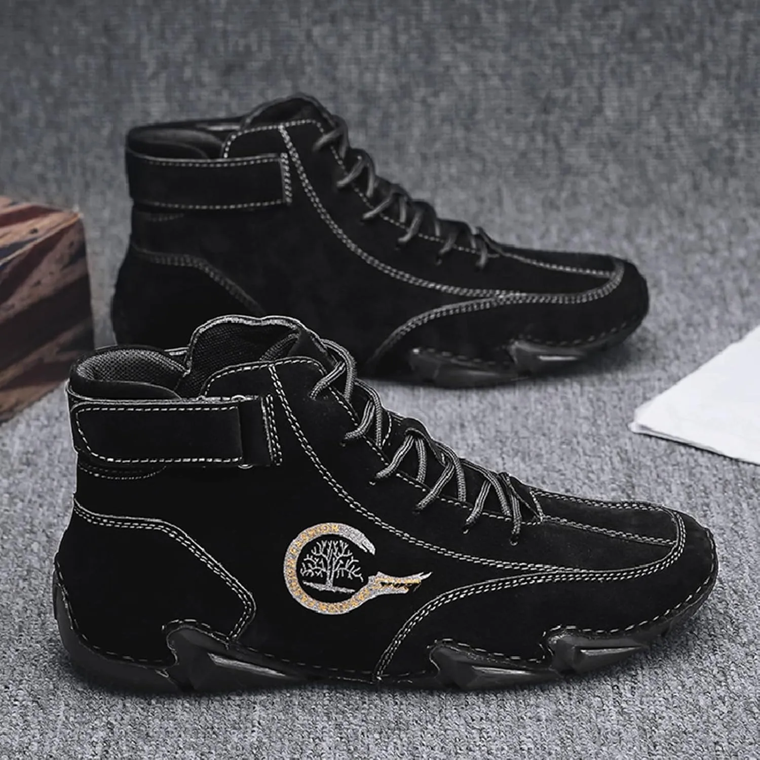 Men's Sneakers Winter Pull On Outwear Fashionable Classic Short Boots PU Breathable Cool Boots