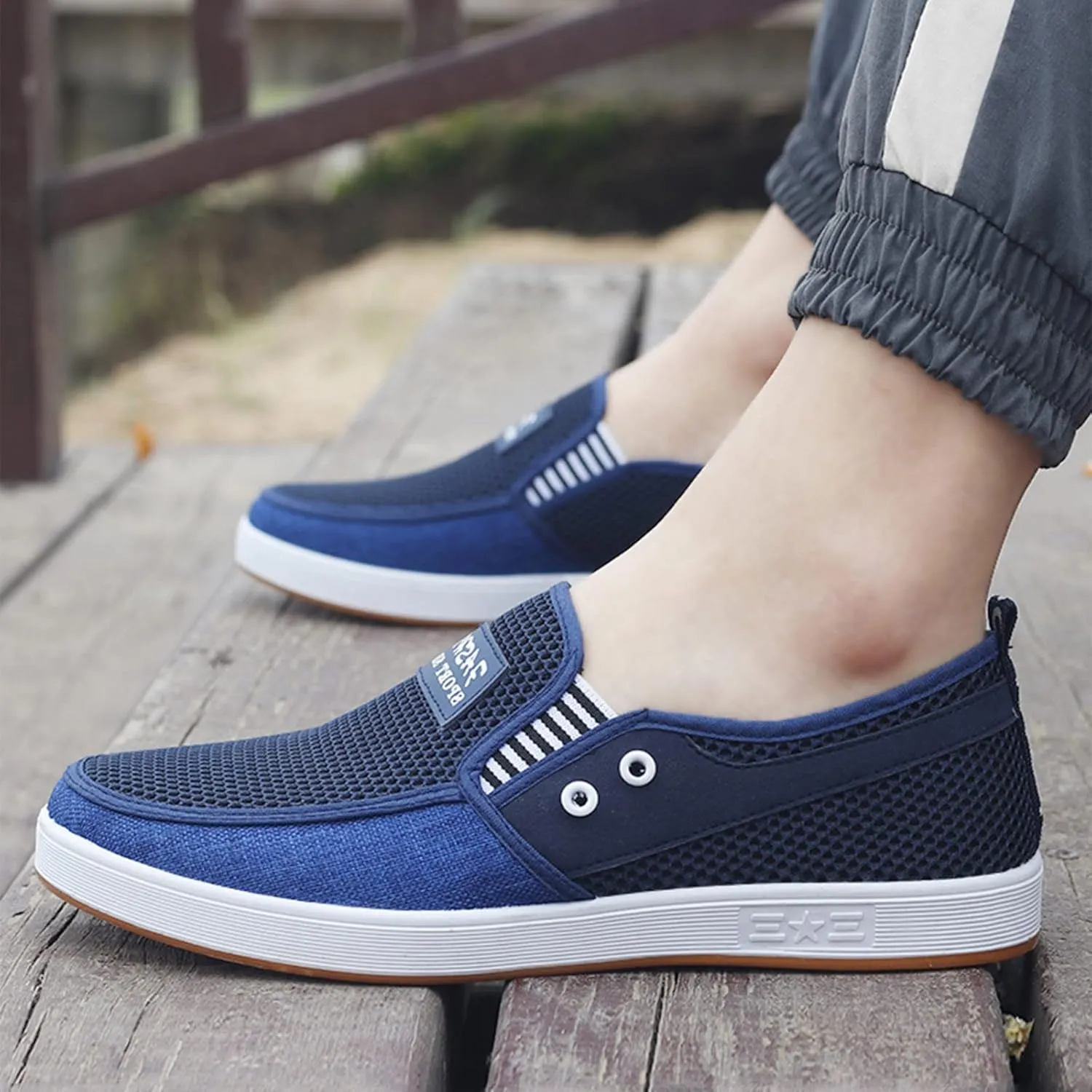 Mens Tennis Shoes Fashion All Season Men Casual Shoes Flat Non Slip Sole Mesh Breathable and Lightweight Comfortable