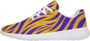 Mens Womens Cross Trainer Running Shoes Casual Sport Tennis Walking Sneakers,Purple Yellow Tiger Stripe,US Size 8 Women/6 Men
