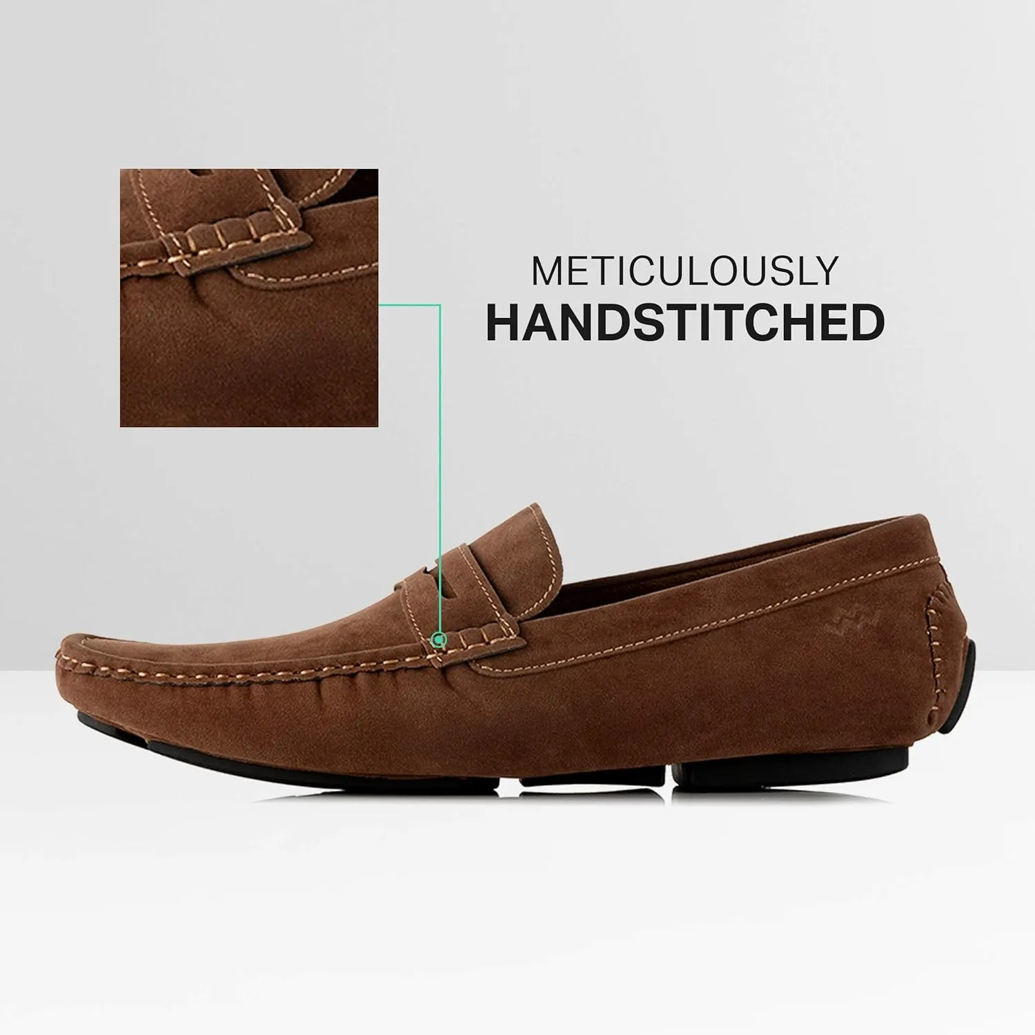 Mio Marino Mens Loafers and Slip On - Suede Casual Shoes for Men - Hand Stitched - Comfortable and Walking Friendly